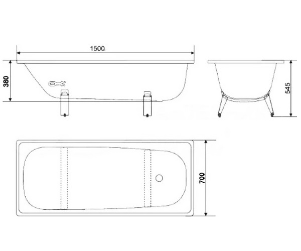 ванна стальная WHITE WAVE OPTIMO 150х70